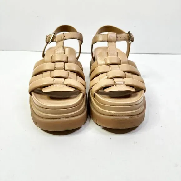 Ash Sandals Women 10 Beige Sirena NEW Leather Platform Chunky Shoes Athleisure - Picture 6 of 8